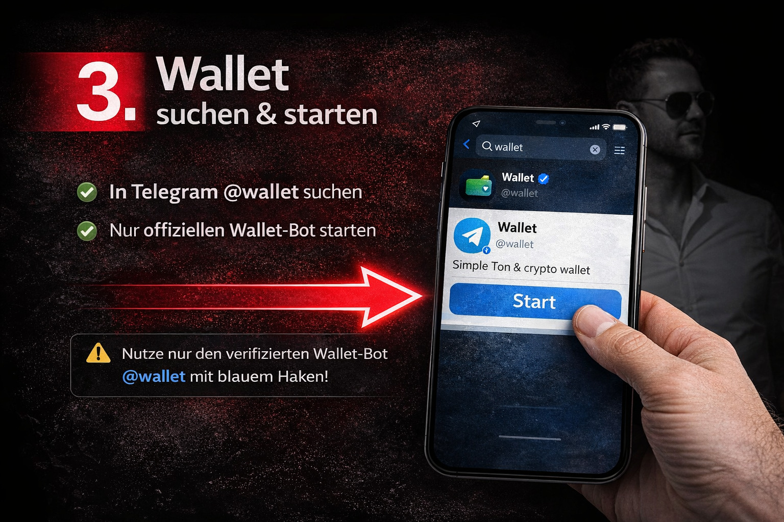 Slide 3 – Wallet suchen & starten
